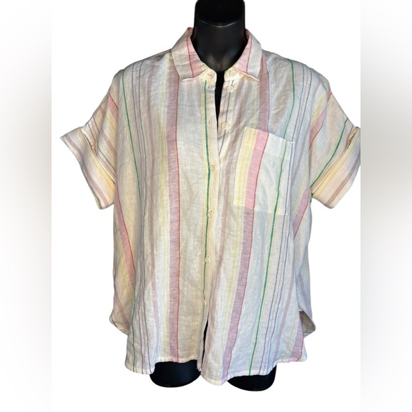Madewell womens Linen-Blend Daily Shirt in Rainbow
Stripe sz XS preloved - Picture 1 of 8